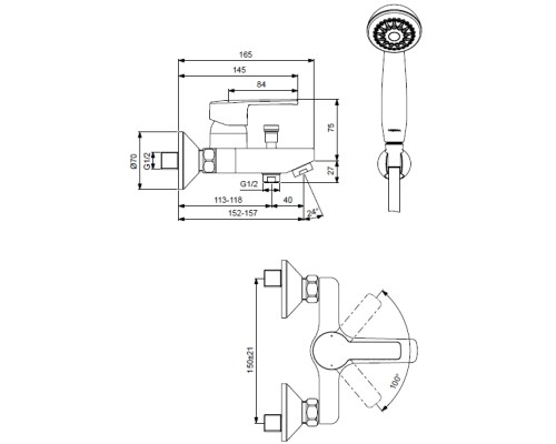 Смеситель для ванны Vidima Uno BA238AA Хром