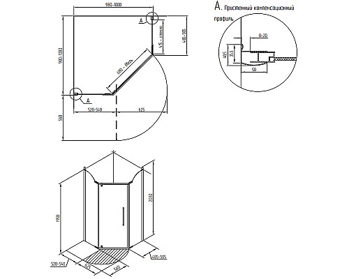 Душевой уголок Migliore Diadema Penta 100x100 24173 профиль Хром стекло прозрачное