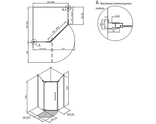 Душевой уголок Migliore Diadema Penta 100x100 24173 профиль Хром стекло прозрачное