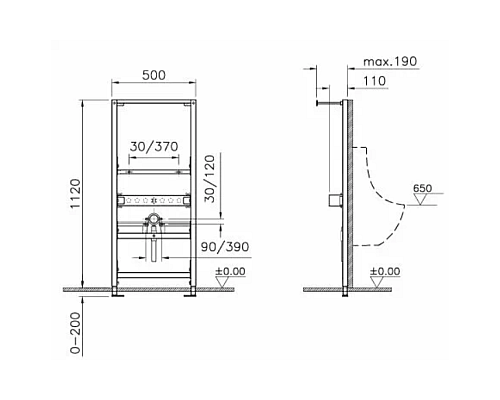 Инсталляция для писсуара Vitra Concealed Cisterns 780-3800