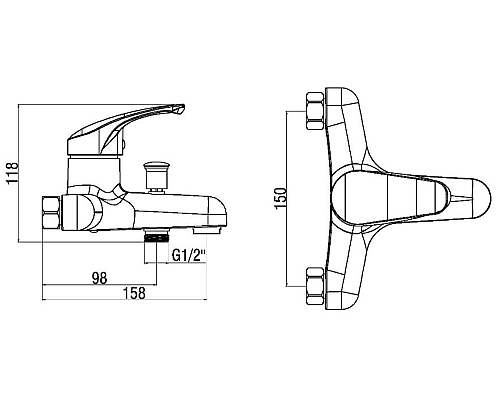 Смеситель для ванны Orange OneLife P11-100cr Хром