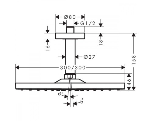 Верхний душ Hansgrohe Raindance Е Air 300 1jet