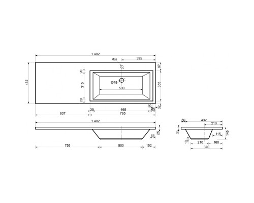 Тумба с раковиной Эстет Dallas Luxe 140 R ФР-00002912 Белая
