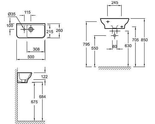 Раковина Jacob Delafon Struktura 50 L EGJ112-00 Белая
