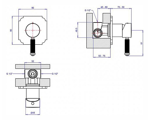 Смеситель для душа Cezares OLIMP-DIM2-01-L