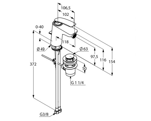 Однорычажный смеситель для биде Kludi Balance 522160575