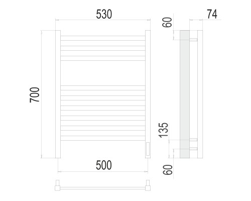 Полотенцесушитель Terminus Электро Ното П9 500х700