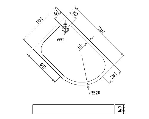 Акриловый поддон для душа Gemy 120х80 ST18 L Белый