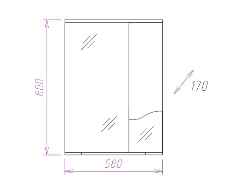 Зеркало со шкафом Onika Лайн 58.01 R 205820 с подсветкой Белое
