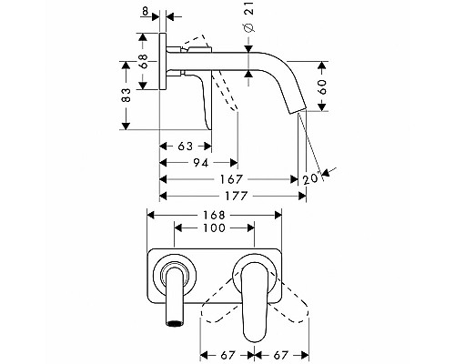 Смеситель для раковины Axor Citterio M 34112000 Хром