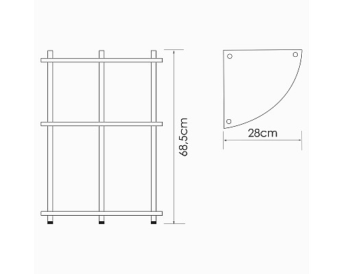 Напольная стеклянная полка WasserKRAFT K-4133 Хром Напольная стеклянная полка WasserKRAFT K-4133 Хром