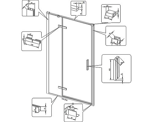Душевая дверь Veconi Vianno VN-73 80 VN73-80-01-C4 профиль Хром стекло прозрачное