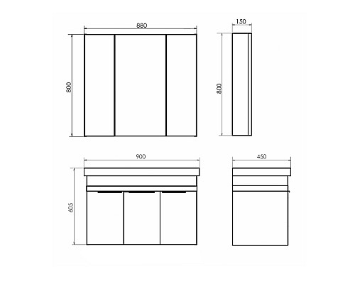 Зеркальный шкаф Comforty Соло 90 00-00010980 Дуб темно-коричневый