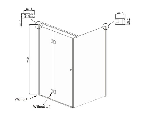 Душевой уголок Ambassador Diamond 100х100 12011106L профиль Хром стекло прозрачное