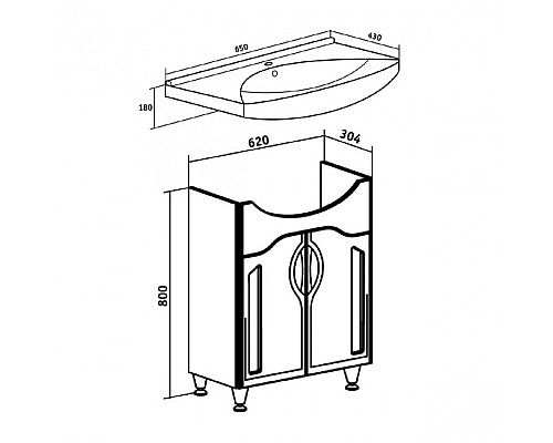 Тумба под раковину Runo ТОЛЕДО 65 00000001038