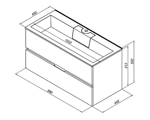 Тумба под раковину Aquanet Алвита 100 235341 подвесная Белая