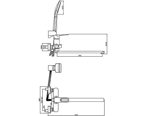 Смеситель для ванны Rossinka RS46-32 универсальный Хром