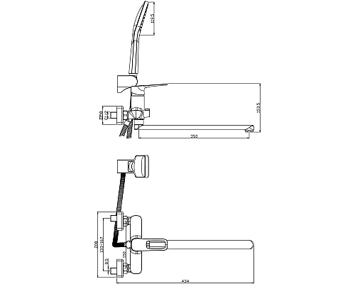 Смеситель для ванны Rossinka RS46-32 универсальный Хром