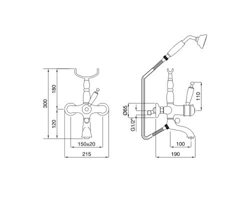 Смеситель для ванны Migliore Oxford 19166 с термостатом Золото