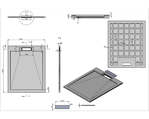 Душевой поддон из искусственного камня Vincea 100x80 VST-4SRL8010A Антрацит