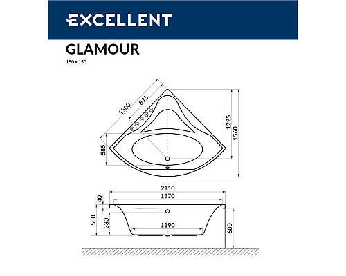 Ванна Excellent Glamour 150x150