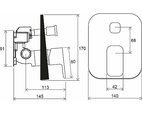 Смеситель для душа Ravak 10° Free-TD F 065.00 X070136 Хром