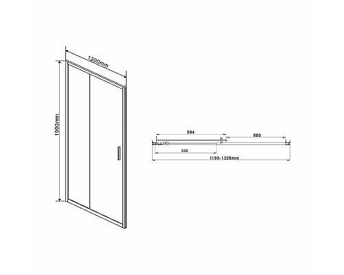 Душевая дверь Vincea Garda VDS-1G120CHB 120 профиль Черный стекло шиншилла