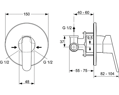 Гигиенический душ со смесителем Ideal Standard Ceraplan B0040AA Хром