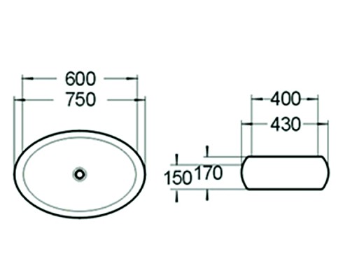 Раковина керамическая накладная SantiLine SL-1036