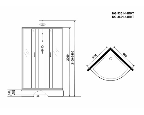 Душевая кабина Niagara Classic 90x90 NG-3301-14BKT без гидромассажа