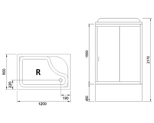 Душевая кабина Royal Bath BP 120х80 RB8120BP1-M-R без гидромассажа