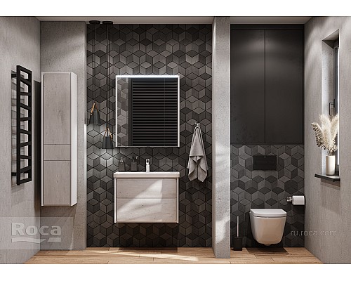 Зеркальный шкаф Roca Ronda 70 ZRU9303008 белый матовый/бетон