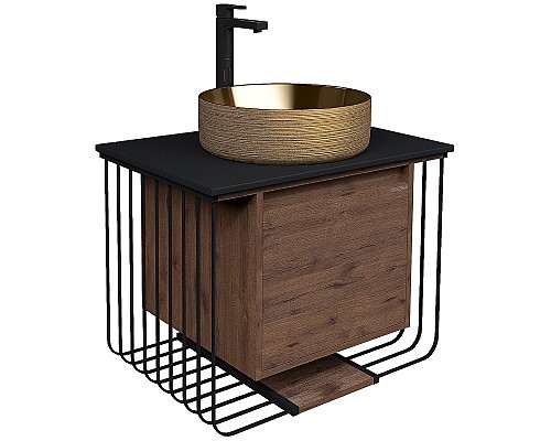 Тумба под раковину Grossman Винтаж 70 107007 подвесная Веллингтон Черная