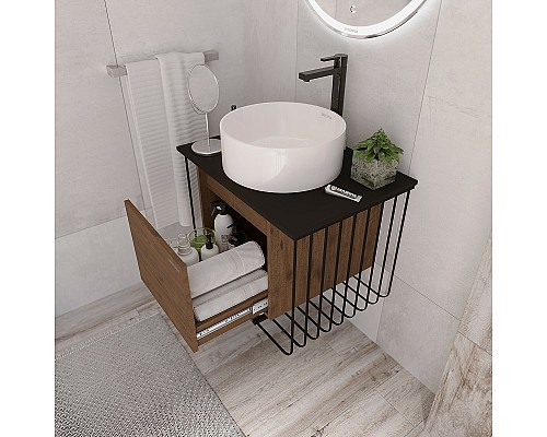 Тумба под раковину Grossman Винтаж 70 107007 подвесная Веллингтон Черная