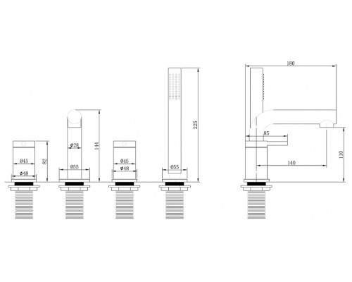Смеситель на борт ванны Abber Emotion AF8813G Золото матовое
