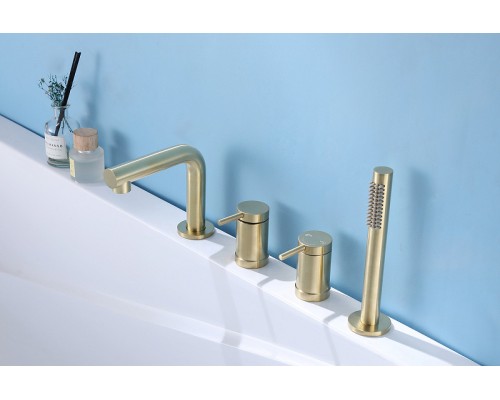 Смеситель на борт ванны Abber Emotion AF8813G Золото матовое