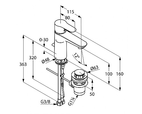 Однорычажный смеситель на умывальник Kludi Objekta 322600575