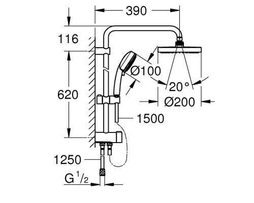 Душевая система Grohe с переключателем 27389002