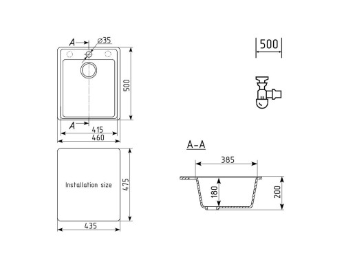 Кухонная мойка Ulgran Quartz Forte 460-09 мокрый асфальт