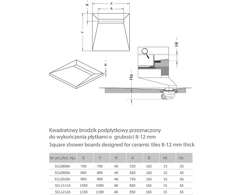 Душевая плита Radaway RadаDrain 109x109 с решеткой Rain