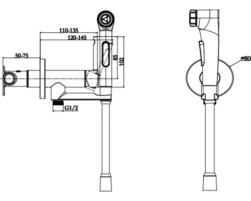 Гигиенический душ со смесителем Jacob Delafon Elate E28317-CP Хром