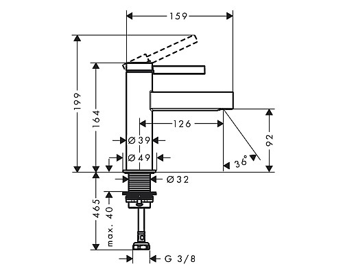 Кран для одного типа воды Hansgrohe Finoris 76013670 Черный матовый