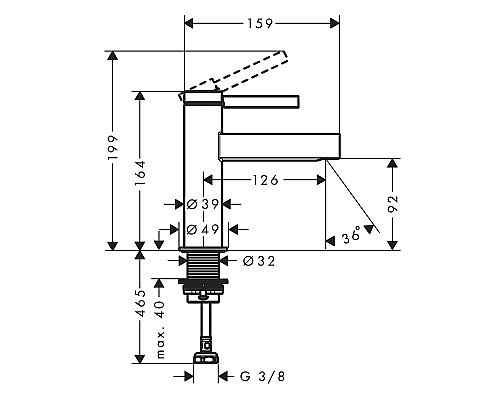 Кран для одного типа воды Hansgrohe Finoris 76013670 Черный матовый