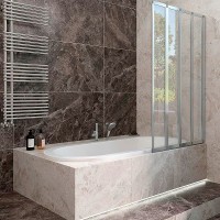 Шторка на ванну Veconi Palau 120 R профиль Хром стекло прозрачное