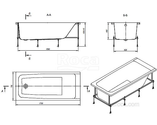 Акриловая ванна Roca Elba 248507000 прямоугольная белая 170х75