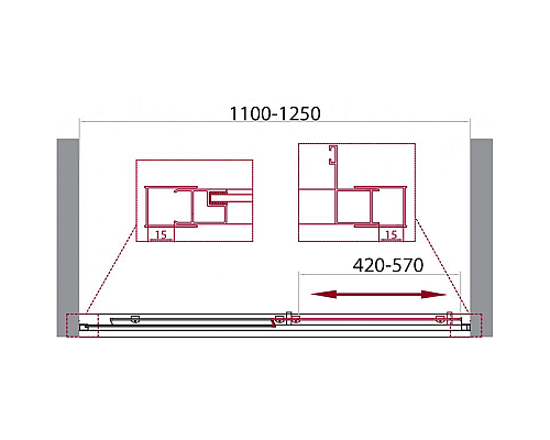 Душевая дверь BelBagno Unique 125 UNIQUE-BF-1-110/125-P-Cr профиль Хром стекло рифленое