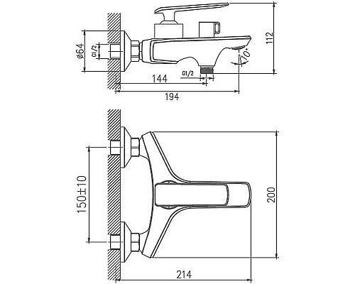 Смеситель для ванны Haiba HB60548-7 Черный Хром