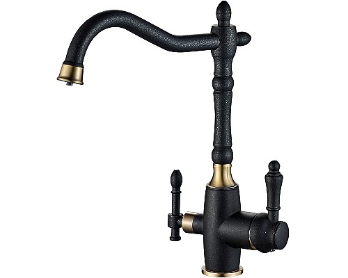 Смеситель для кухни ZorG Steel Hammer SH 812 BLACK BR Черный матовый Бронза