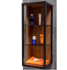 Пенал Armadi Art Loft низкий dark wood, полки стекло