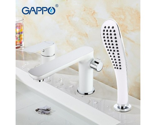 Смеситель на борт ванны Gappo G48 Белый Хром